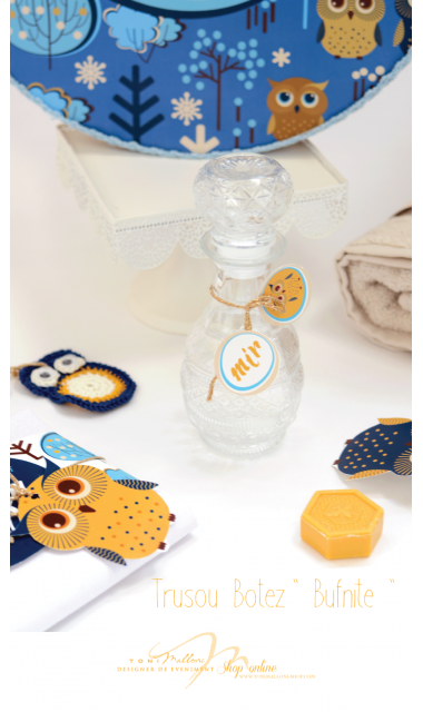 Trusou de botez cu broderie personalizata pentru baieti, Owl Baby Boy 12